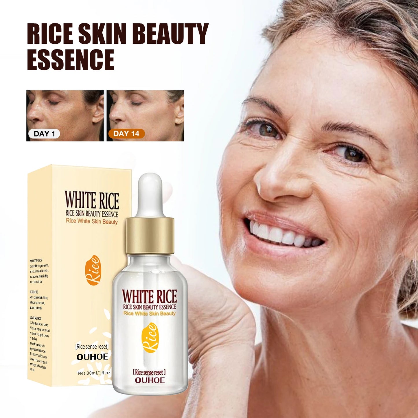 White Rice Whitening Face Serum: Smooth & Brighten Skin Care Set