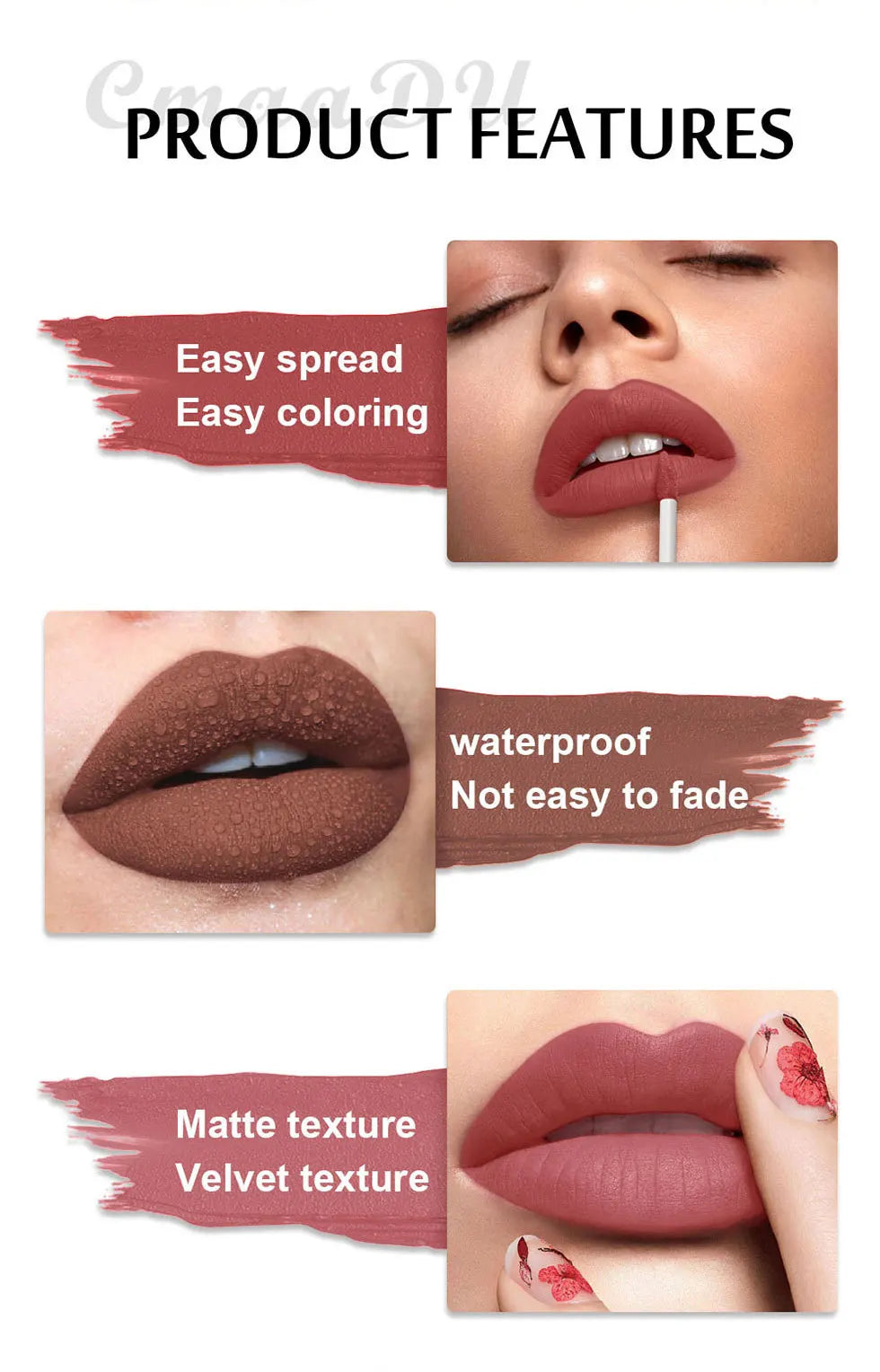 Waterproof Matte Velvet Lip Glaze