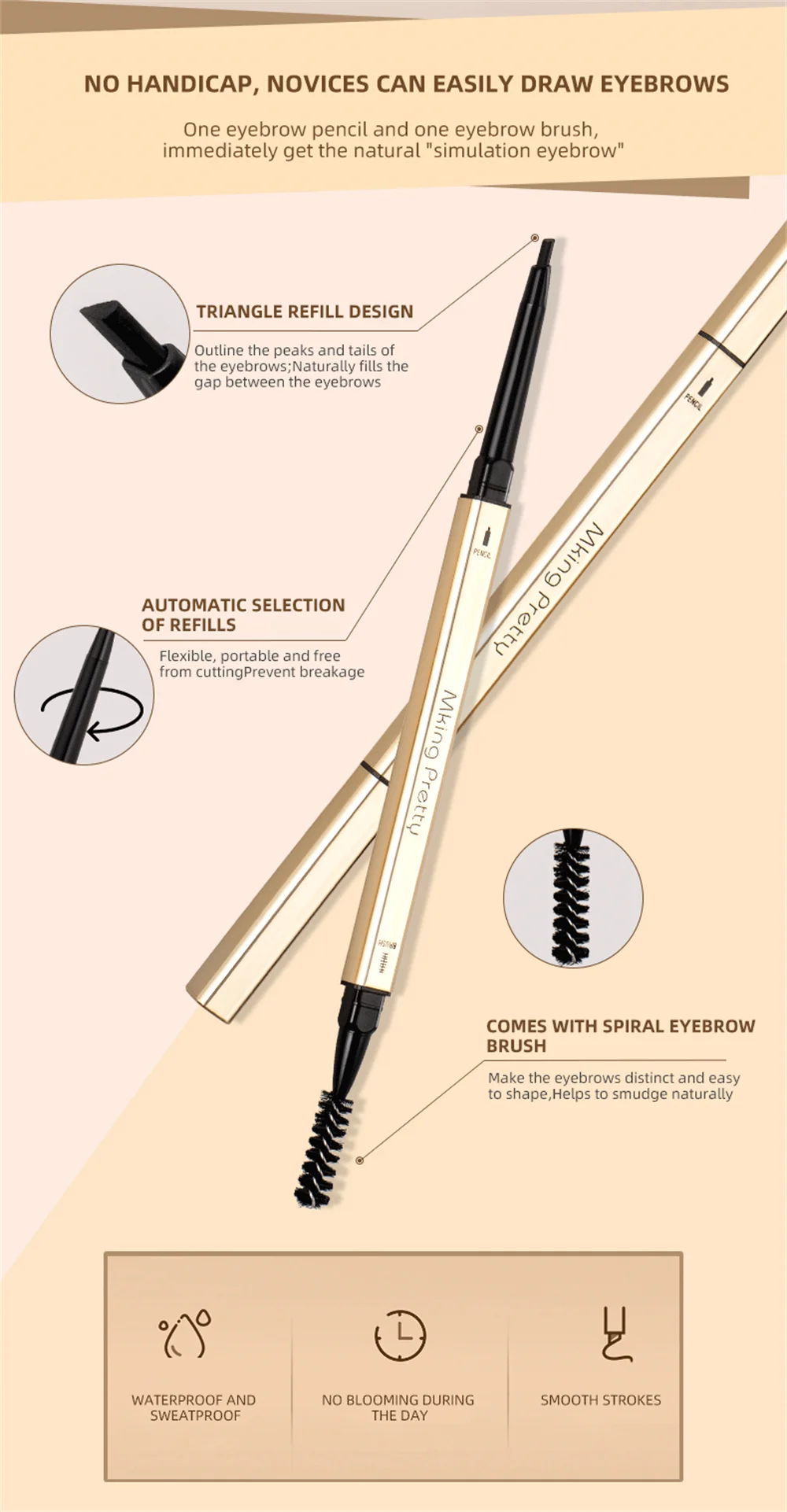 Dark Coffee Eyebrow Pencil with Brush