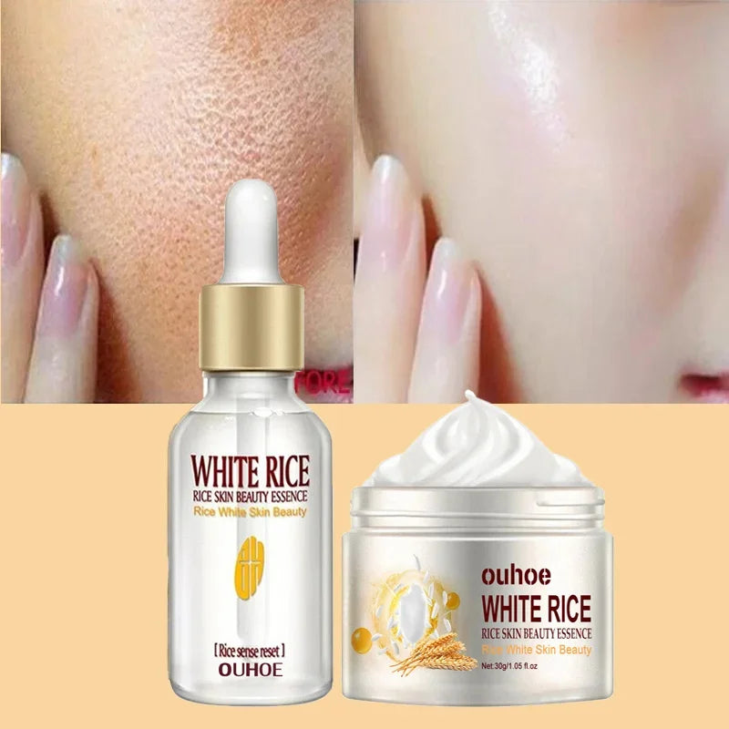 White Rice Whitening Face Serum: Smooth & Brighten Skin Care Set