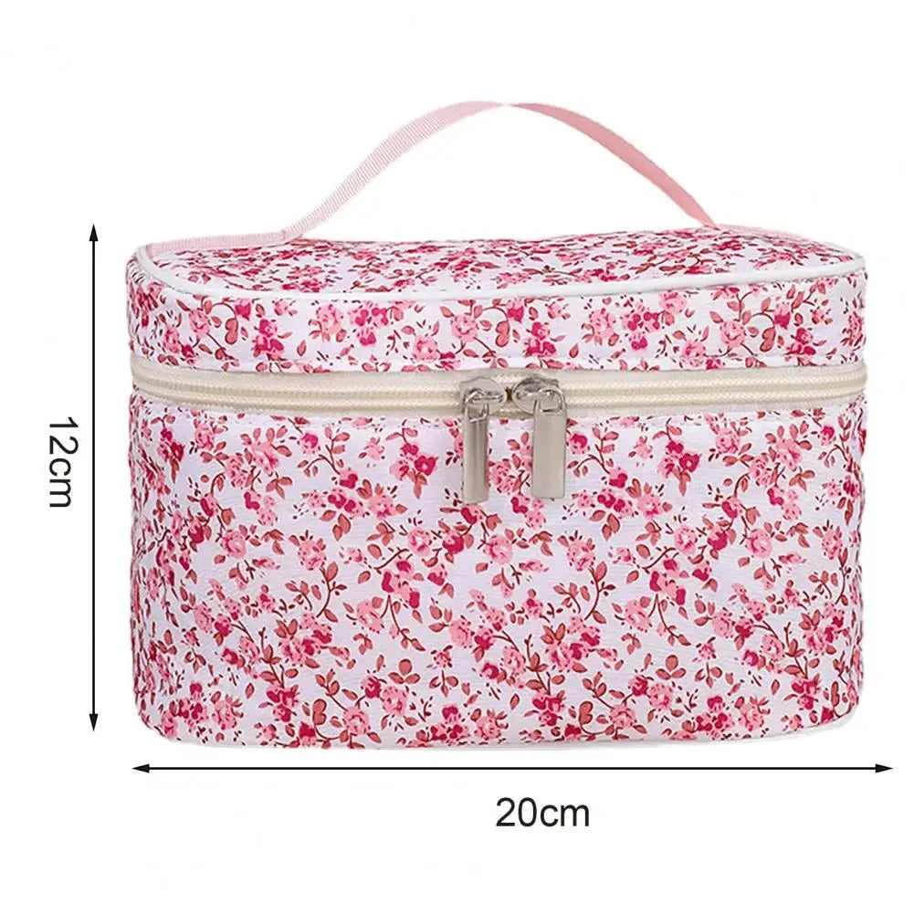 Floral Pattern Cotton Cosmetic Pouch