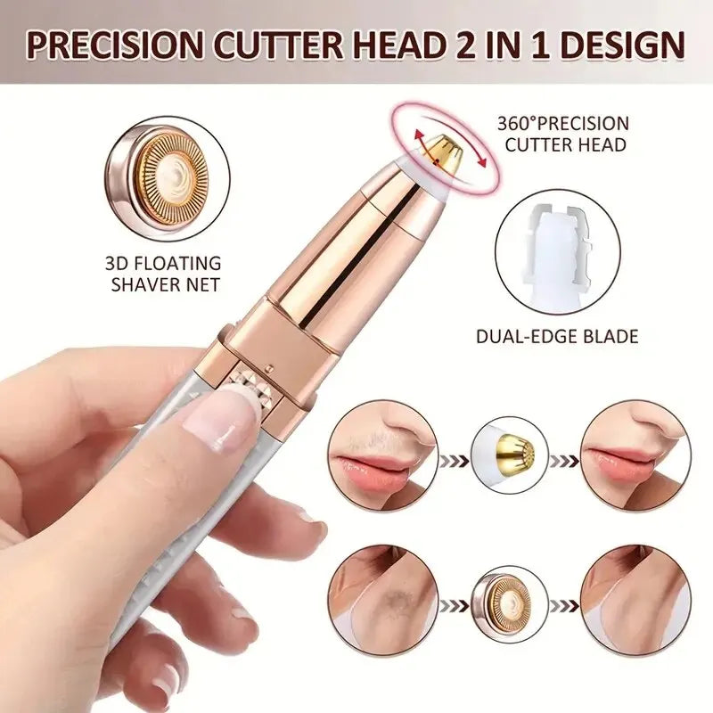 2-in-1 Eyebrow Razor & Hair Shaver with LED Light - Rechargeable