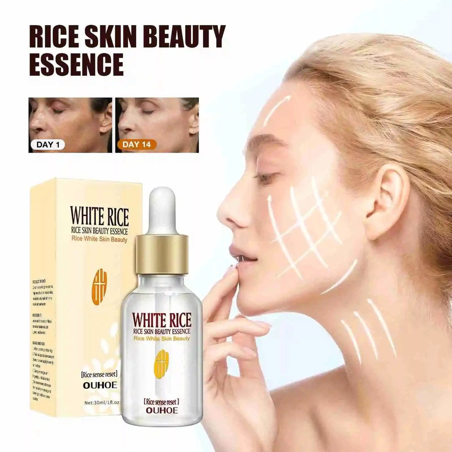 White Rice Whitening Face Serum: Smooth & Brighten Skin Care Set