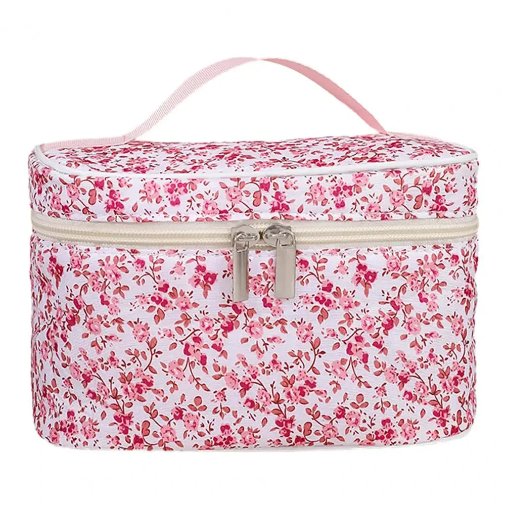 Floral Pattern Cotton Cosmetic Pouch